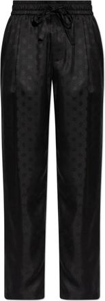 Dolce & Gabbana Broeken, Heren, Zwart, 2Xl, Zijden monogram broek