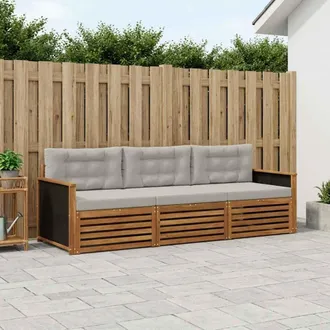 vidaXL Vidaxl Set Di Divani Da Esterno 3 Pz Naturale E Grigio Chiaro