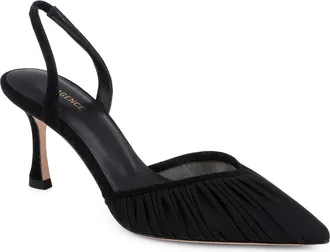 L'agence Bowery Pointed Toe Slingback Pump in Black Mesh at Nordstrom, Size 8.5