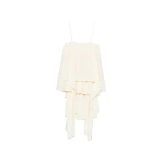 System Asymmetric-neck Ruffled Top