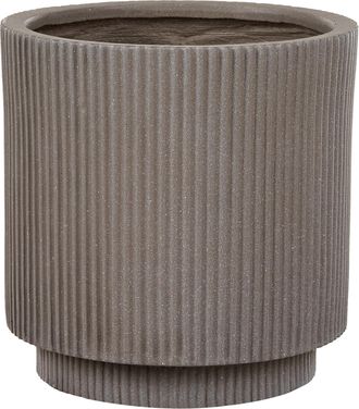 Beliani Maceta De Mezcla De Arcilla Gris Pardo 30 Cm Agujero Drenaje Acabado Vertical Daria