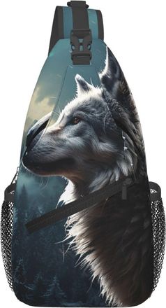 Generic Wolf At Night Cross Body Bag Trendy Shoulder Bag Anti Theft Sling Backpack For Outdoors Women Camping