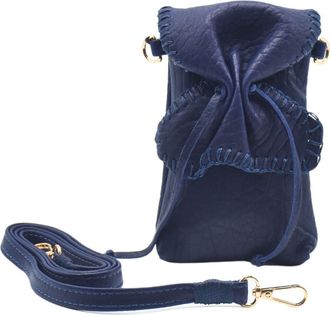 Carlos Falchi Cell Phone Butterly Lambskin Leather Bag in Navy at Nordstrom