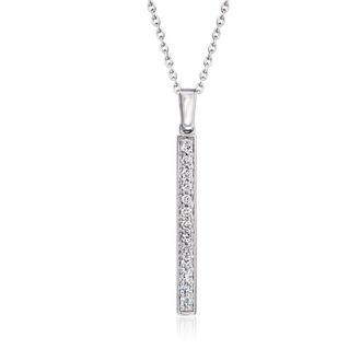 Ross-Simons Lab-Grown Diamond Linear Bar Pendant Necklace in Sterling Silver
