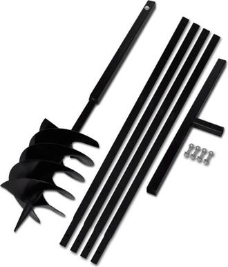 vidaXL Taladro De Tierra Con Mango 200 Mm Con Tubo De Extensi&oacute;n 5 M Acero Vidaxl