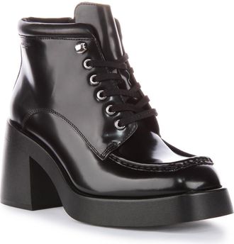 Vagabond Brooke Womens Lace Up Leather Block Heel Ankle Boot with Zip (Black, UK 4)