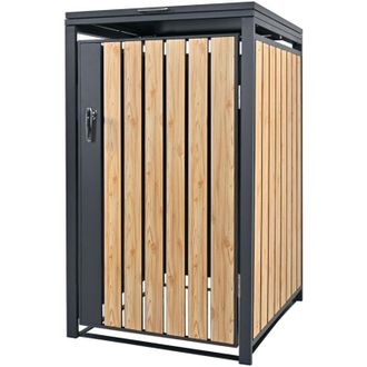 ML Design Ml-design Cobertizo Para Ocultar Cubo De Basura 240l Antracita Aspecto Madera Alerce 68 X 80 X 116,3 Cm Caseta De Acero Para Jard&iacute;n Exterior Contenedo