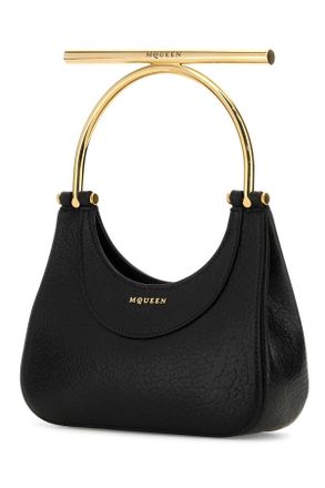 Alexander McQueen Womens Black Leather Mini Cross-Bar Handbag Blackgold Borse A Mano