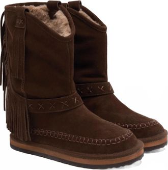 Free People Womens Faye Fringe Pull On Boots In Chocolate Suede