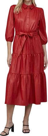 Fate Faux Leather Tiered Midi Dress