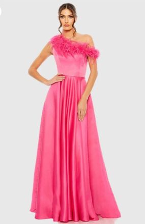 Mac Duggal One Shoulder A-Line Gown In Hot Pink