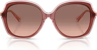 Michael Kors Canary Islands 55mm Gradient Round Sunglasses in Rosewood/brown Pink Gradient at Nordstrom
