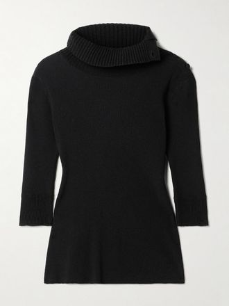 Proenza Schouler Pullover A Collo Alto In Maglia A Coste Con Bottoni Decorativi Daxton - Nero