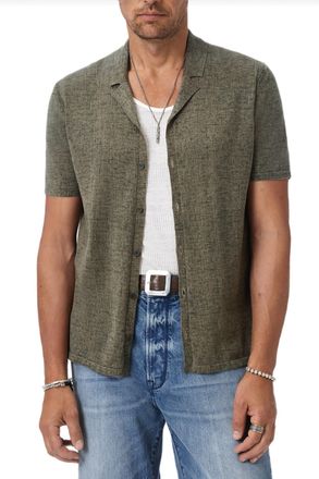John Varvatos Jnayeem Short Sleeve Etching Shirt In Sage Brush