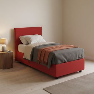 Dmora Talamo Italia - Cama Individual Cira, Cama Contenedor Con Revestimiento De Tela, 100% Made In Italy, Apertura Frontal, Adecuado Para Colch&oacute;n Cm 90x200