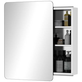 HOMCOM kleankin On-Wall Mounted Bathroom Storage Cabinet with Sliding Mirror Door 3 Shelves Stainless Steel Frame - Home Living | TJ Hughes