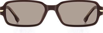 Victoria Beckham 1012 Rectangular Sunglasses in Burgundy/grey at Nordstrom