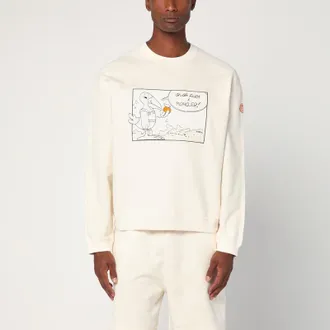 Moncler Ivory white cotton sweatshirt