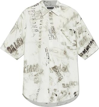 Balenciaga Short Sleeve Shirts, male, Gray, Size: S Printed Shirt