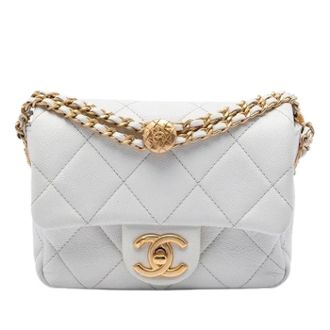 Chanel Pre-owned Quilted Caviar Leather Crossbody - Dames - Pre-owned - Wit - Maat: ONE Size Leer