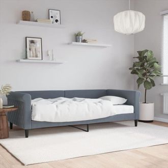 vidaXL Sof&aacute; Cama Con Colch&oacute;n Terciopelo Gris Oscuro 90x200 Cm Vidaxl