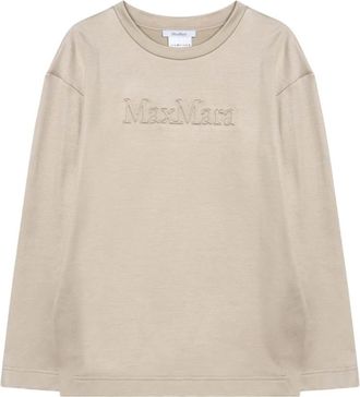 Max Mara Felpa Girocollo Pure - Dames - Longsleeves - Beige - M - Katoen - Tops