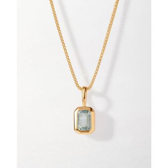 Edge of Ember Deco Birthstone Necklace in Blue Topaz (December) at Nordstrom, Size 16