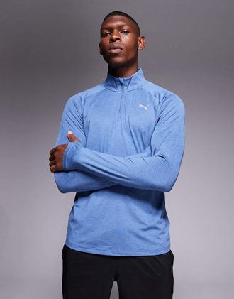 Puma Run Velocity Cloudspun - Top blu con zip corta