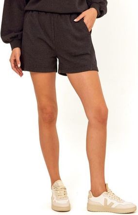 Threads 4 Thought Chantel Mineral Wash Fleece Shorts in Black at Nordstrom, Size Xx-Large