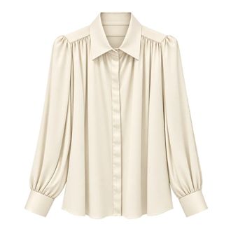 Mars&eacute;m Marsem - Cd043Fw26 Blouse - Dames - Blouses & Shirts - Beige - Maat: L Satijn