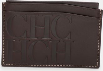 Carolina Herrera Brown Leather Card Holder
