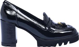Baldinini Gelaagde Loafer met Patent en Geborsteld Leer - Dames - Pumps - Zwart - 38 1/2 EU - Leer - Schoenen