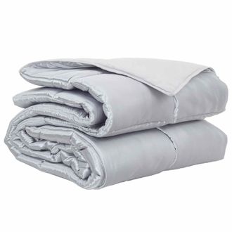 vidaXL Edred&oacute;n De Todo El A&ntilde;o Plateado 135 X 220 Cm Sat&eacute;n Y Microfibra Vidaxl