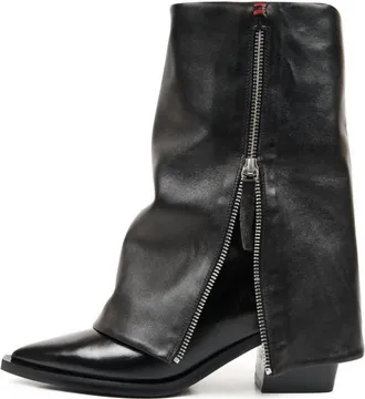 Halmanera Womens Foldover Lug Sole Boot In Black
