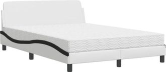 vidaXL Cama Con Colch&oacute;n Dover Cuero Sint&eacute;tico Blanco Y Negro 140x200 Cm Vidaxl