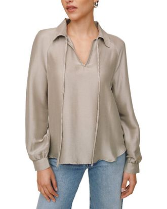 Bella Dahl Long Sleeve Raglan Silk-Blend Pullover