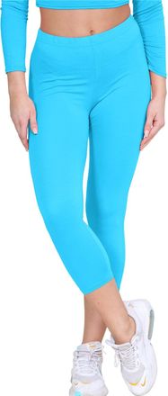 Janisramone Womens Ladies New Plain Stretchy 3/4 Leggings Workout Tight Gym Cropped Capri Active Pants Turquoise