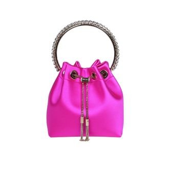 Jimmy Choo London Bon Bon Bucket In Fuchsia Satin