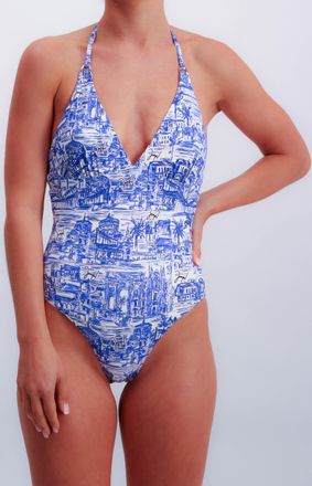 Joop Badeanzug JOOP Italy, Damen, Gr. 34, N-Gr, blau, Microfaser, Obermaterial: 83% Polyamid, 17% Elasthan, Badeanz&uuml;ge Badeanzug, herausnehmbare Pads, tief