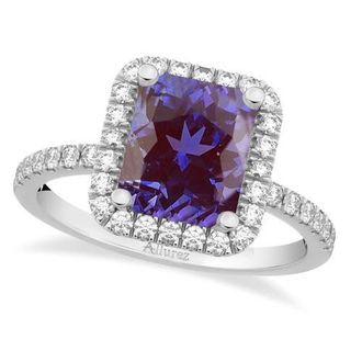 Allurez Lab Alexandrite & Diamond Engagement Ring 14k in 3.32Ct/white Gold at Nordstrom, Size 5.5