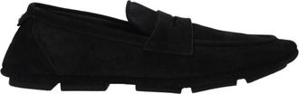 Dolce & Gabbana Zwarte leren instapper met rubberen zool - Heren - Loafers - Zwart - 41 EU - Su&egrave;de - Schoenen