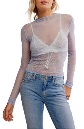 Free People Minding My Business Sheer Top in Cashmere Blue at Nordstrom Rack, Size X-Small