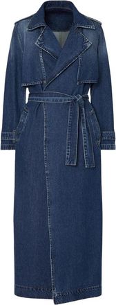 Liu Jo Lange denim trenchcoat met ceintuur in de taille - Dames - Trenchcoats - Blauw - XS - Denim - Jassen