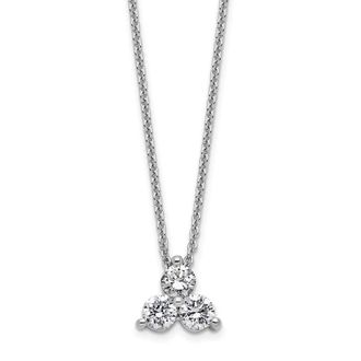 Diamond2Deal 14K Gold 1/2 Ct Lab Grown Diamond Three Stone Necklace 18 Clarity VS, Color D-E