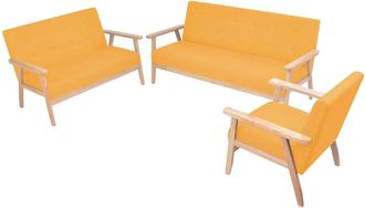 vidaXL Vidaxl - Juego De Sof&aacute;s De Tela De 3 Piezas Color Amarillo