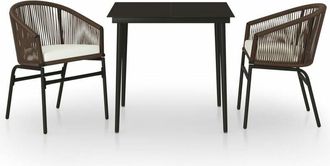 vidaXL Juego De Comedor De Jard&iacute;n 3 Piezas Marr&oacute;n Vidaxl