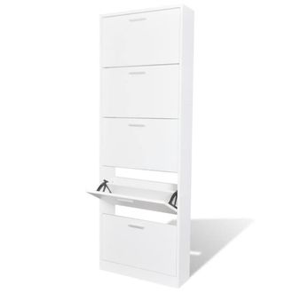 Berkfield Home White Wooden Shoe Cabinet with 5 Compartments