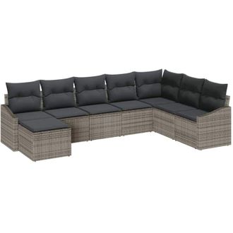 vidaXL Conjunto De Comedor De Jard&iacute;n Con Coj&iacute;n 8 Pcs Gris Vidaxl