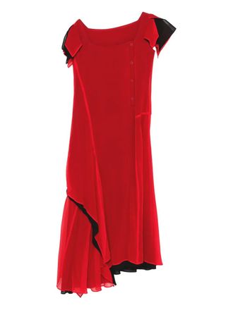 Yohji Yamamoto square-neck draped dress - women - Silk - 2 - Red