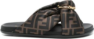 Fendi FF satin slides - Brown